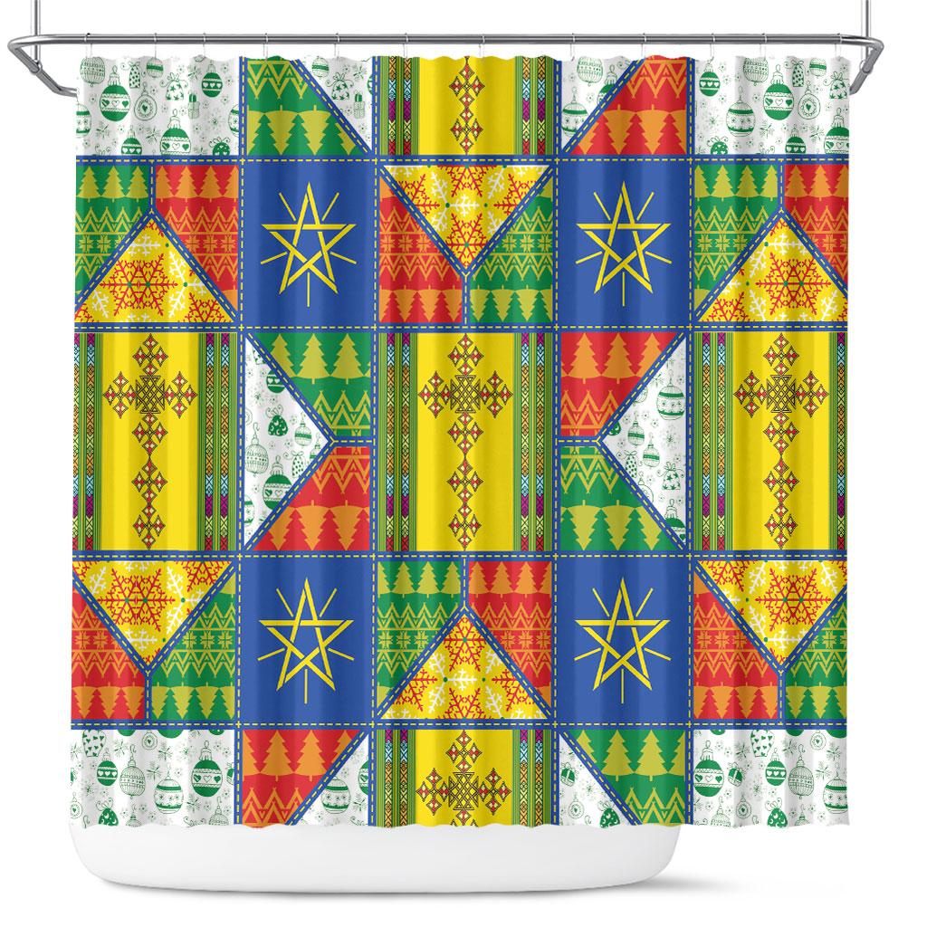 Ethiopia Christmas Shower Curtain Patchwork Style