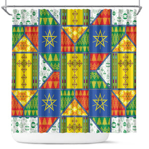 Ethiopia Christmas Shower Curtain Patchwork Style