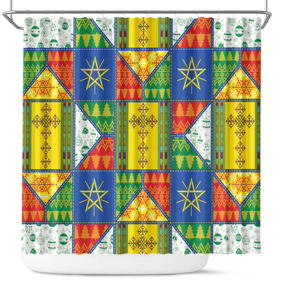 Ethiopia Christmas Shower Curtain Patchwork Style