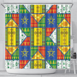Ethiopia Christmas Shower Curtain Patchwork Style