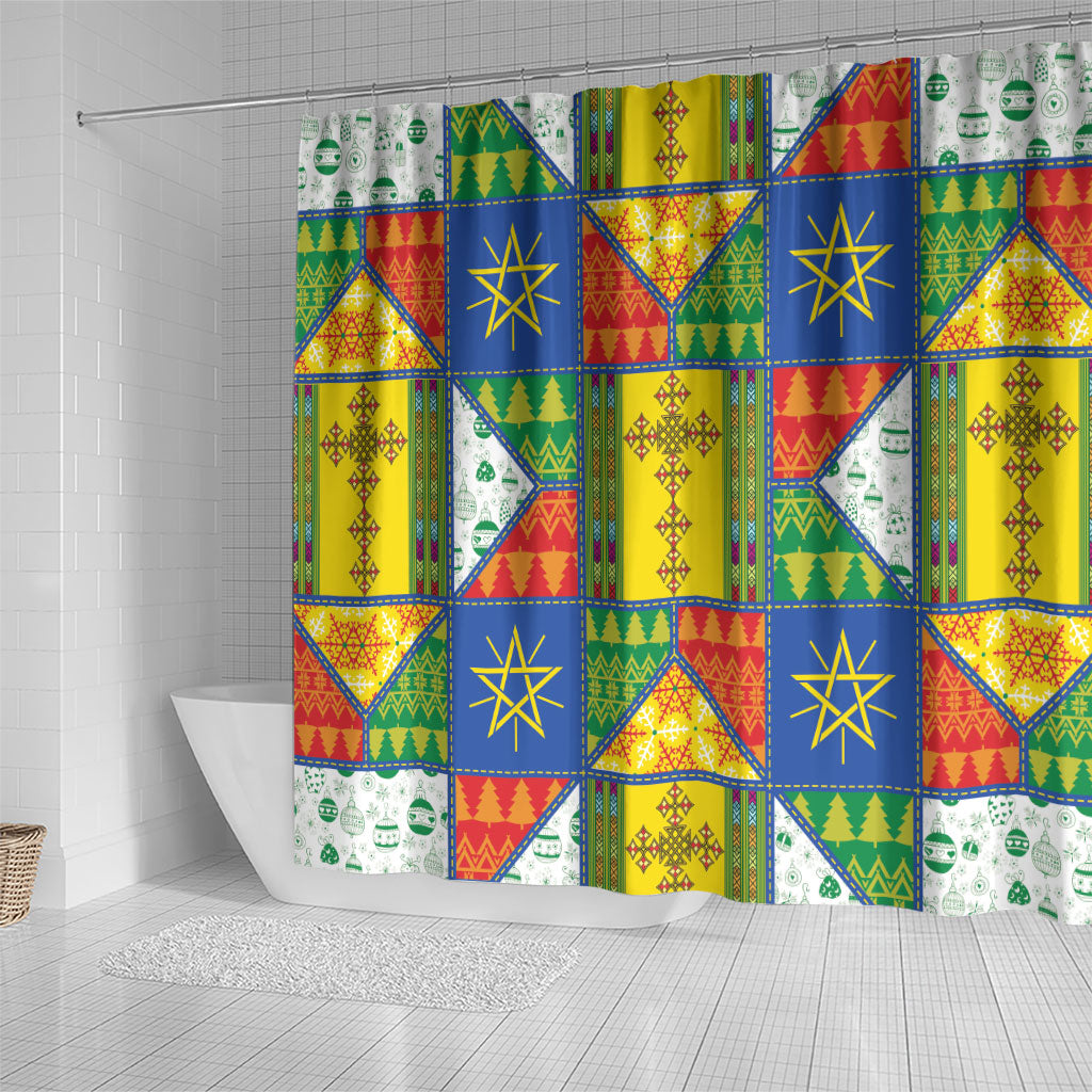 Ethiopia Christmas Shower Curtain Patchwork Style