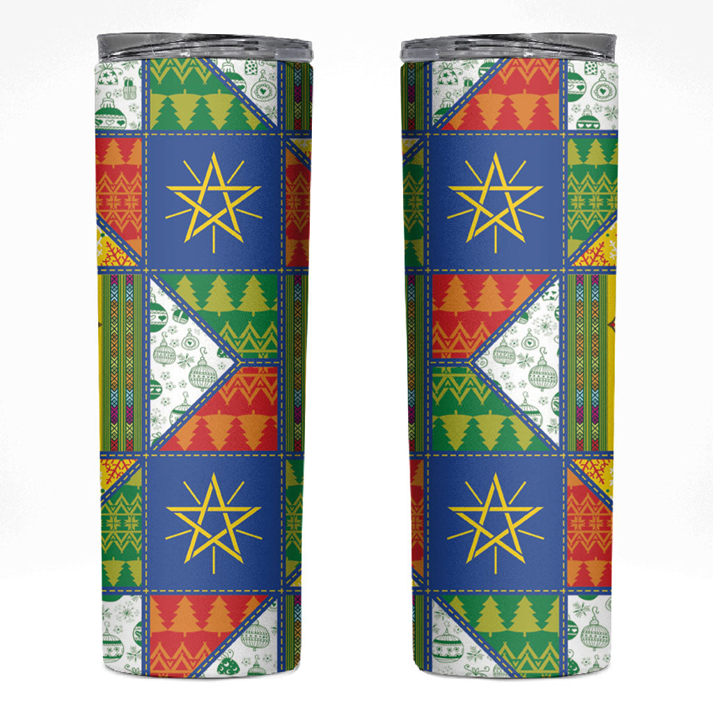 Ethiopia Christmas Skinny Tumbler Patchwork Style