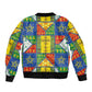 Ethiopia Christmas Sleeve Zip Bomber Jacket Patchwork Style