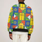 Ethiopia Christmas Sleeve Zip Bomber Jacket Patchwork Style