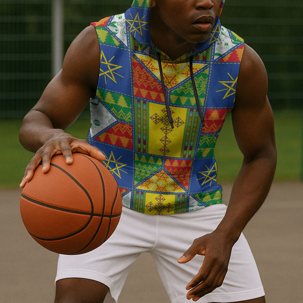 Ethiopia Christmas Sleeveless Hoodie Patchwork Style