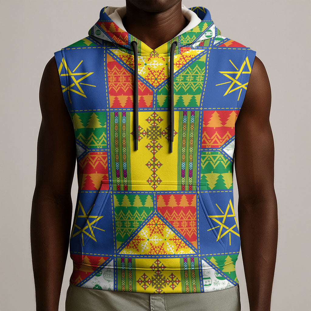 Ethiopia Christmas Sleeveless Hoodie Patchwork Style