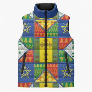 Ethiopia Christmas Sleeveless Puffer Jacket Patchwork Style