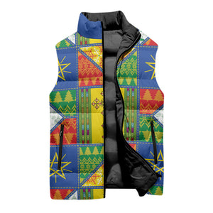 Ethiopia Christmas Sleeveless Puffer Jacket Patchwork Style