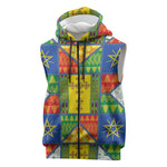 Ethiopia Christmas Sleeveless Zip Hoodie Patchwork Style