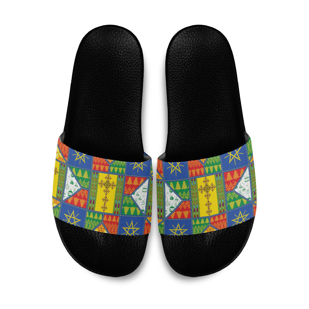 Ethiopia Christmas Slide Sandals Patchwork Style