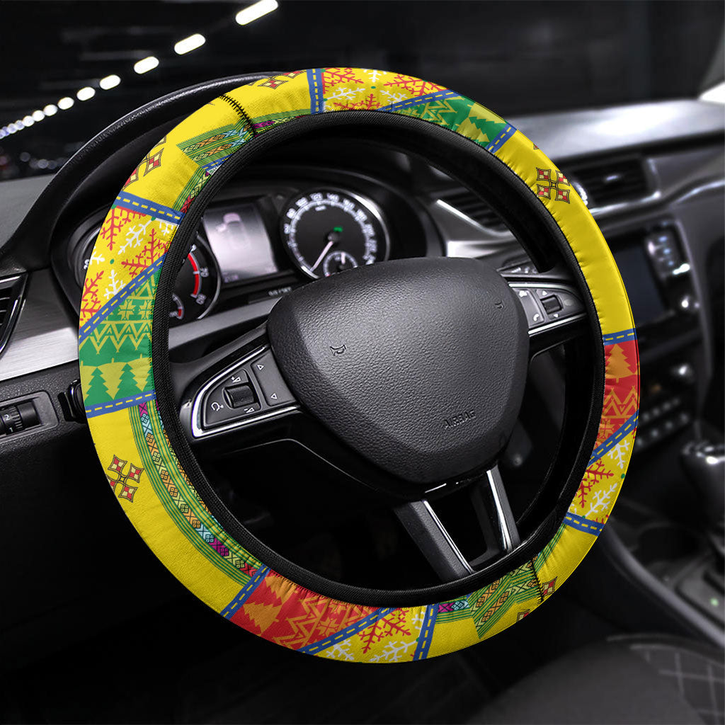 Ethiopia Christmas Steering Wheel Cover Patchwork Style