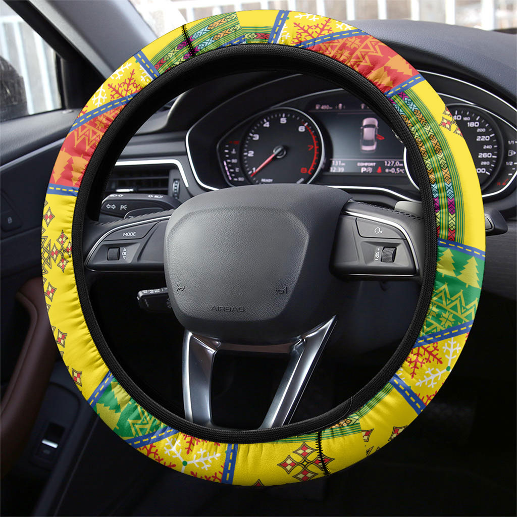 Ethiopia Christmas Steering Wheel Cover Patchwork Style