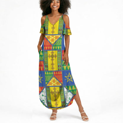 Ethiopia Christmas Summer Maxi Dress Patchwork Style