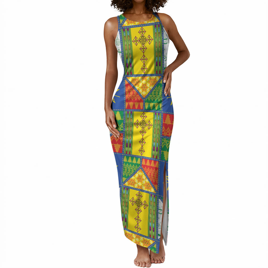 Ethiopia Christmas Tank Maxi Dress Patchwork Style