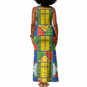 Ethiopia Christmas Tank Maxi Dress Patchwork Style