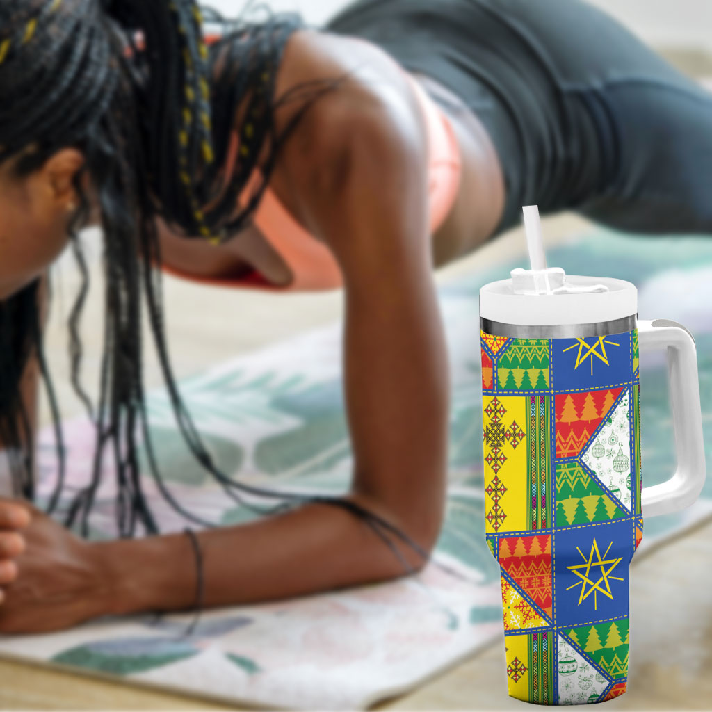Ethiopia Christmas Tumbler With Handle Patchwork Style