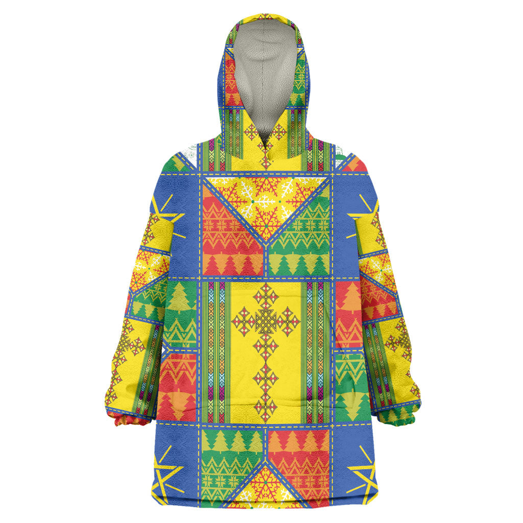 Ethiopia Christmas Wearable Blanket Hoodie Patchwork Style