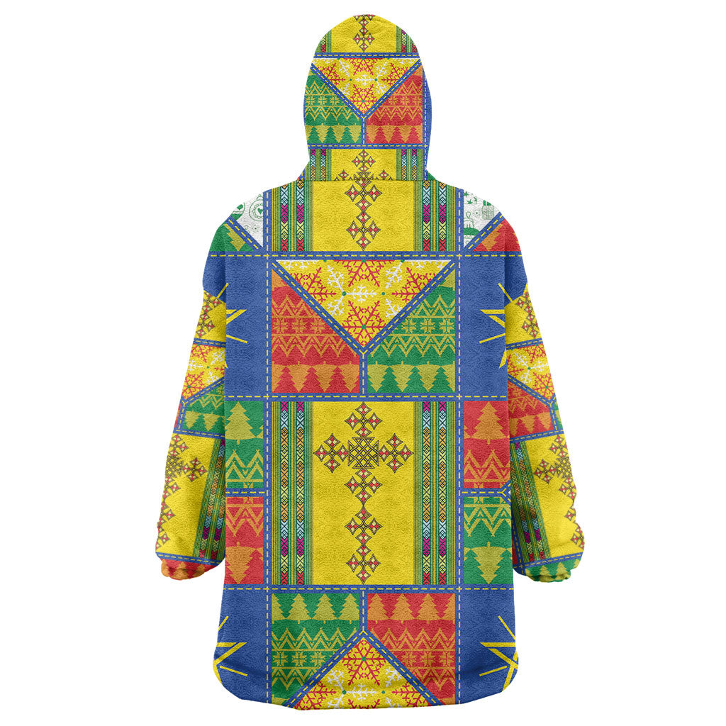 Ethiopia Christmas Wearable Blanket Hoodie Patchwork Style