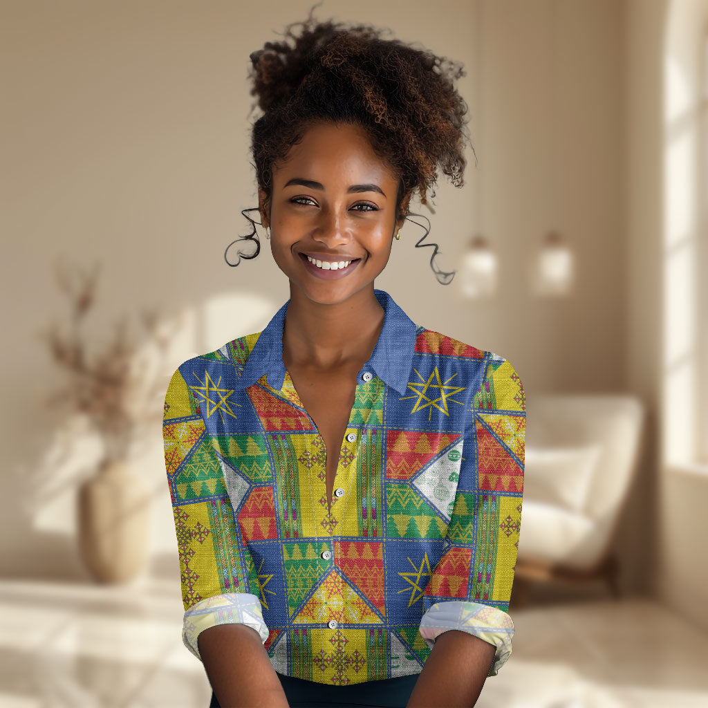 Ethiopia Christmas Women Casual Shirt Patchwork Style