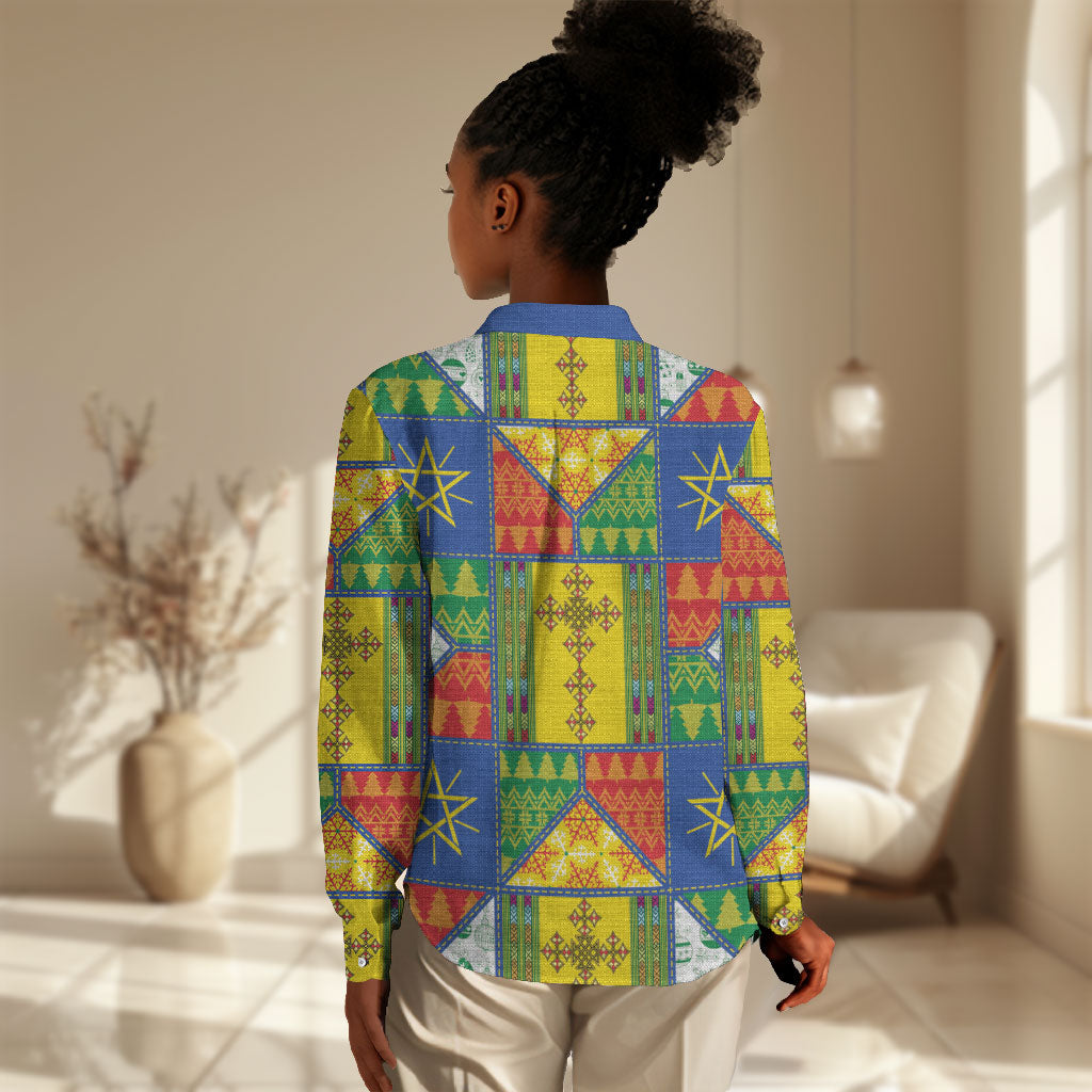 Ethiopia Christmas Women Casual Shirt Patchwork Style