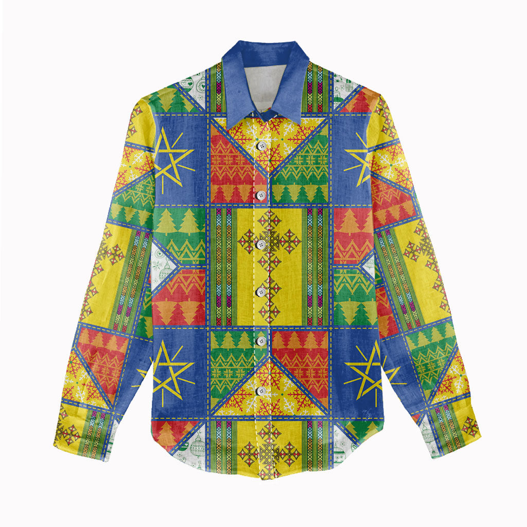 Ethiopia Christmas Women Casual Shirt Patchwork Style