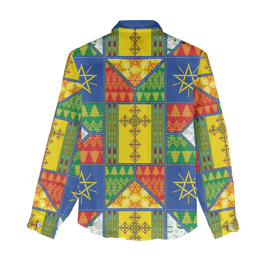 Ethiopia Christmas Women Casual Shirt Patchwork Style