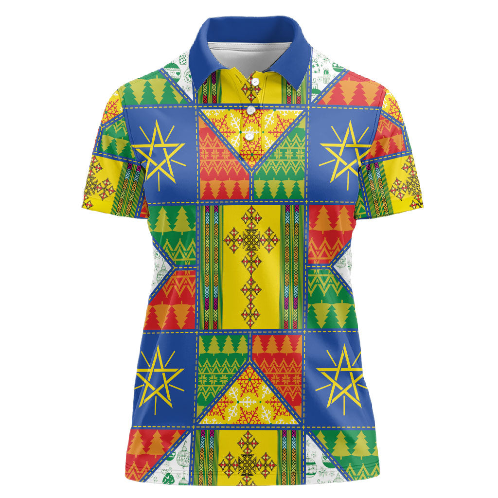 Ethiopia Christmas Women Polo Shirt Patchwork Style