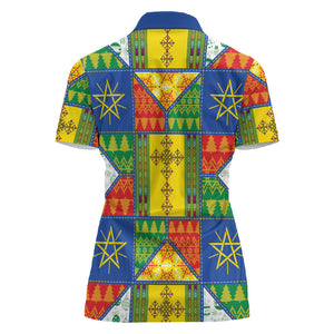 Ethiopia Christmas Women Polo Shirt Patchwork Style