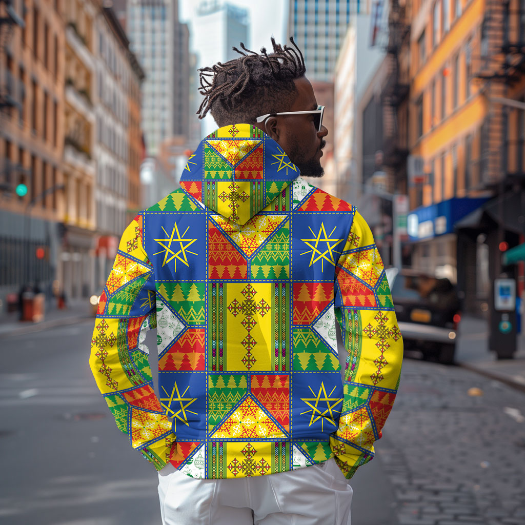 Ethiopia Christmas Zip Hoodie Patchwork Style
