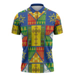 Ethiopia Christmas Zipper Polo Shirt Patchwork Style