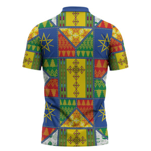 Ethiopia Christmas Zipper Polo Shirt Patchwork Style