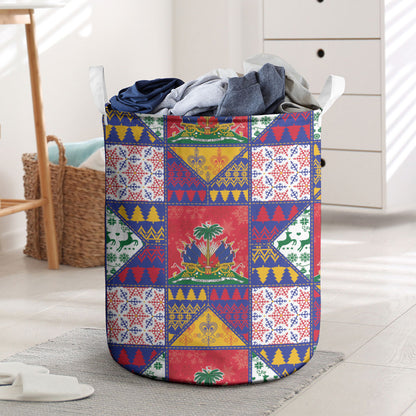 Haiti Christmas Laundry Basket Patchwork Style