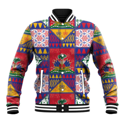 Haiti Christmas Baseball Jacket Patchwork Style