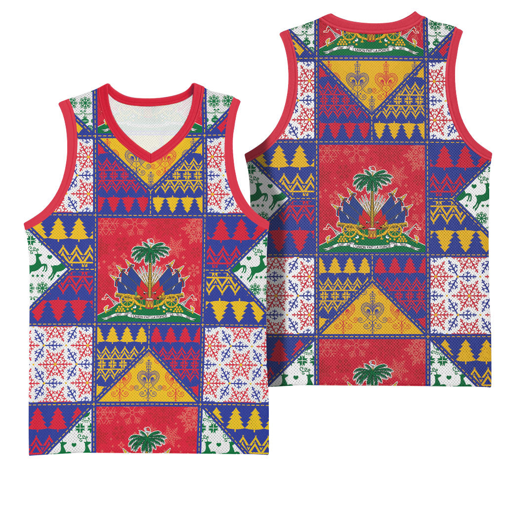 Haiti Christmas Basketball Jersey Patchwork Style