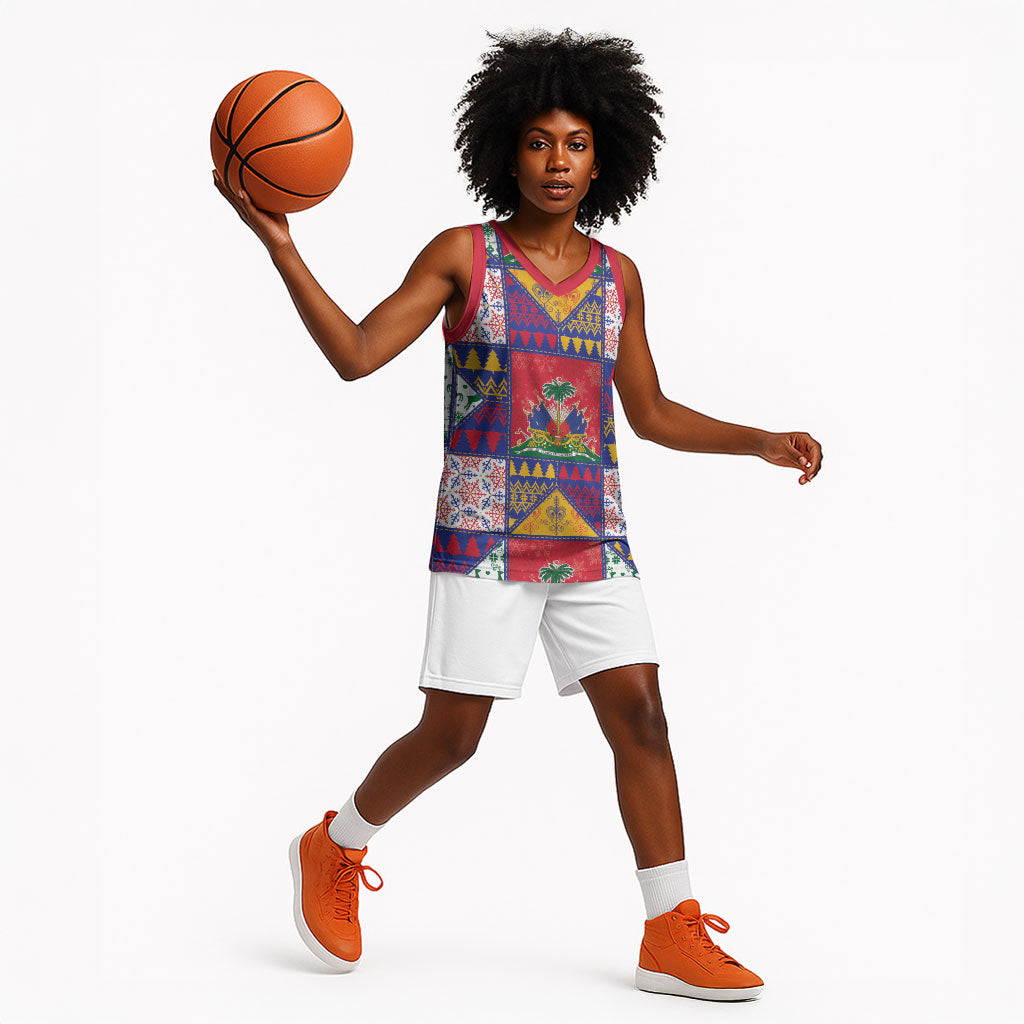 Haiti Christmas Basketball Jersey Patchwork Style