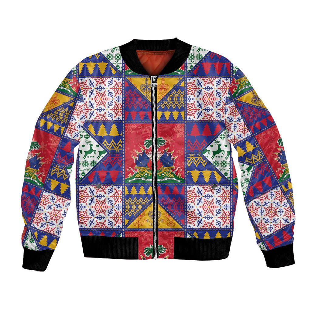 Haiti Christmas Bomber Jacket Patchwork Style
