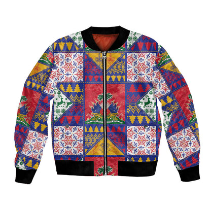 Haiti Christmas Bomber Jacket Patchwork Style