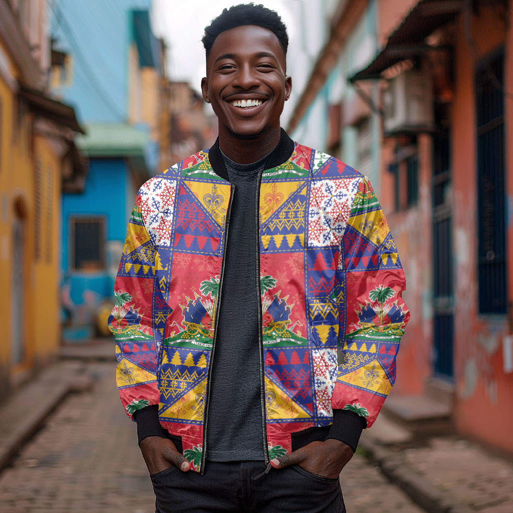 Haiti Christmas Bomber Jacket Patchwork Style