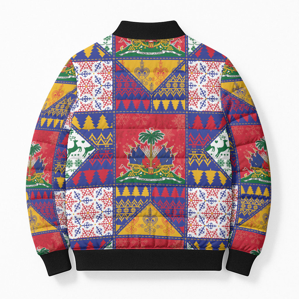 Haiti Christmas Bomber Puffer Jacket Patchwork Style
