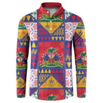Haiti Christmas Button Sweatshirt Patchwork Style