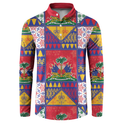 Haiti Christmas Button Sweatshirt Patchwork Style