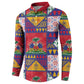 Haiti Christmas Button Sweatshirt Patchwork Style
