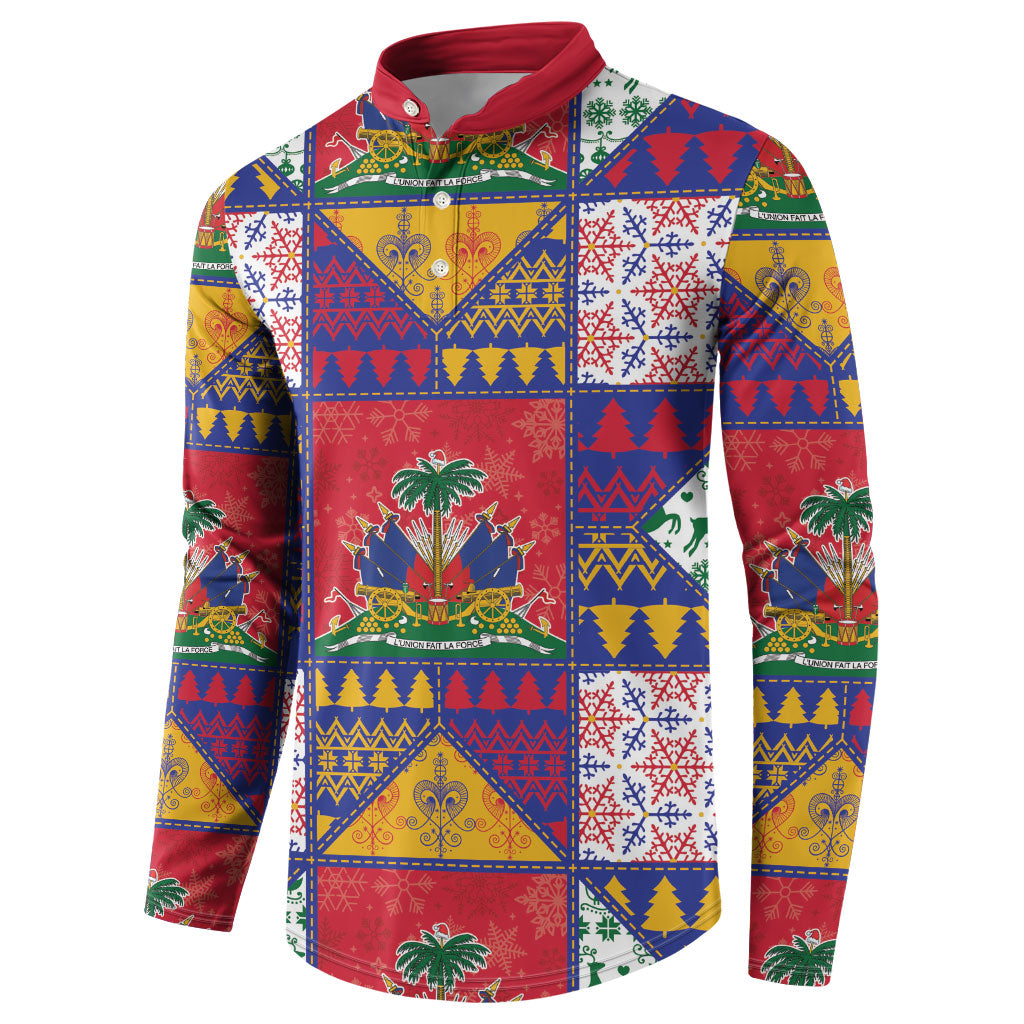 Haiti Christmas Button Sweatshirt Patchwork Style
