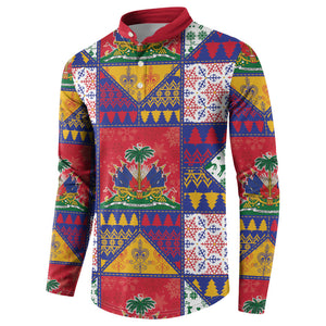 Haiti Christmas Button Sweatshirt Patchwork Style