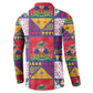 Haiti Christmas Button Sweatshirt Patchwork Style