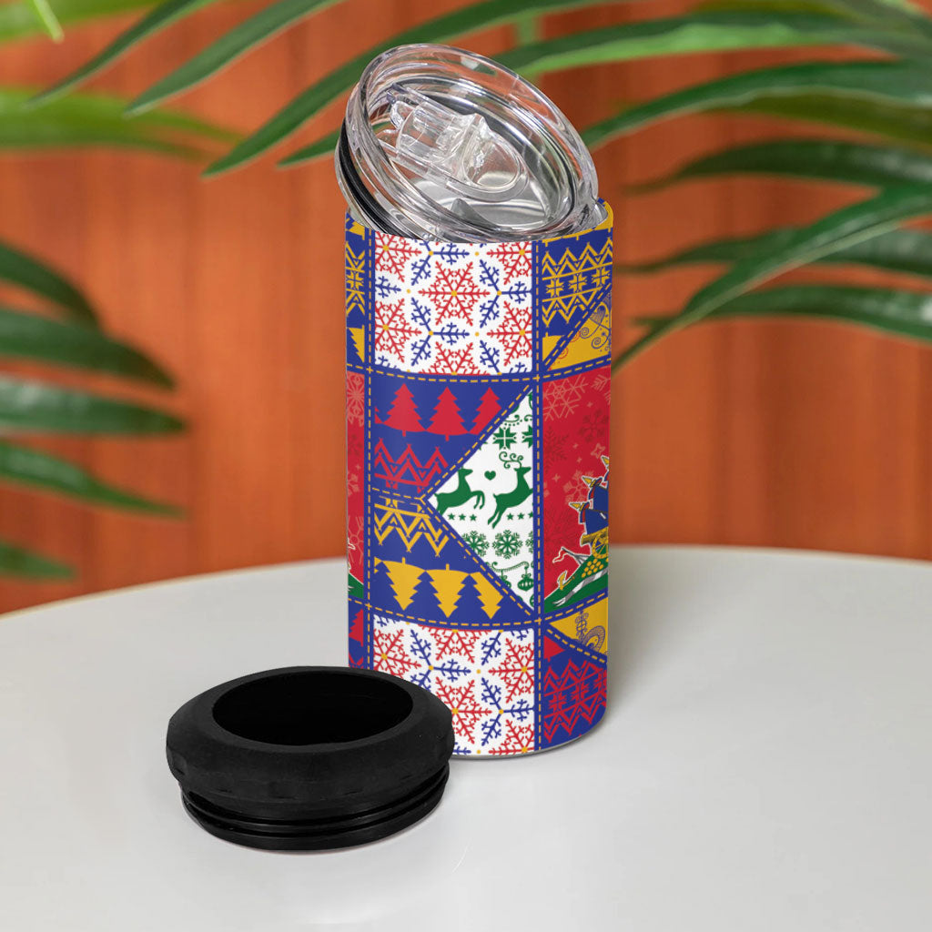 Haiti Christmas 4 in 1 Can Cooler Tumbler Patchwork Style
