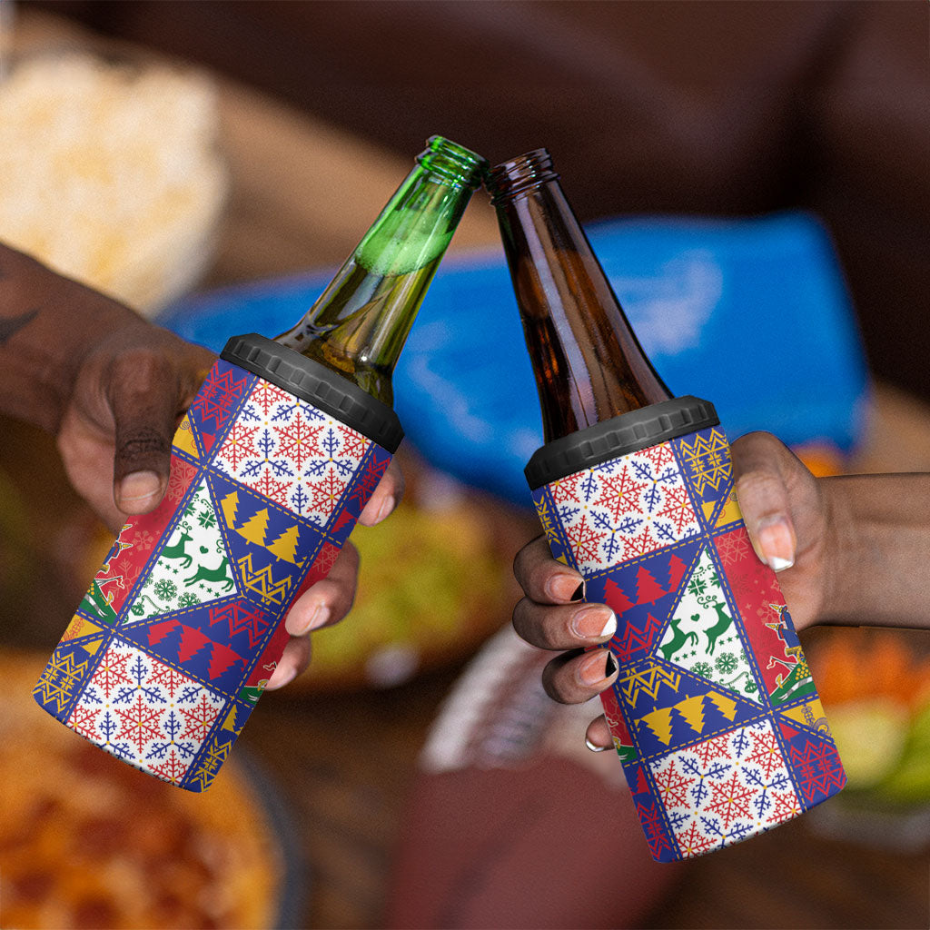 Haiti Christmas 4 in 1 Can Cooler Tumbler Patchwork Style