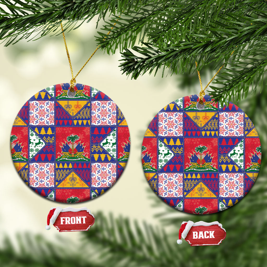 Haiti Christmas Ceramic Ornament Patchwork Style