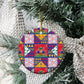 Haiti Christmas Ceramic Ornament Patchwork Style