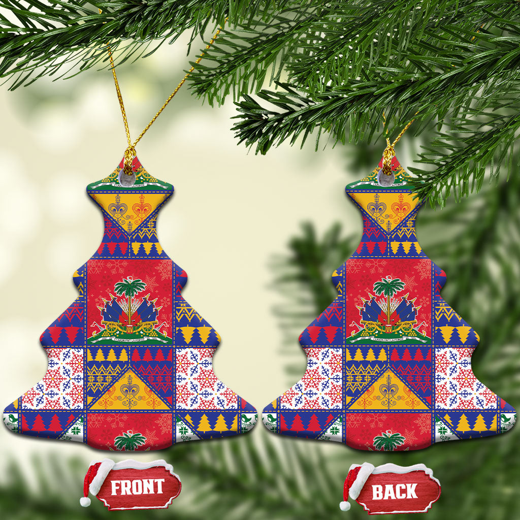 Haiti Christmas Ceramic Ornament Patchwork Style